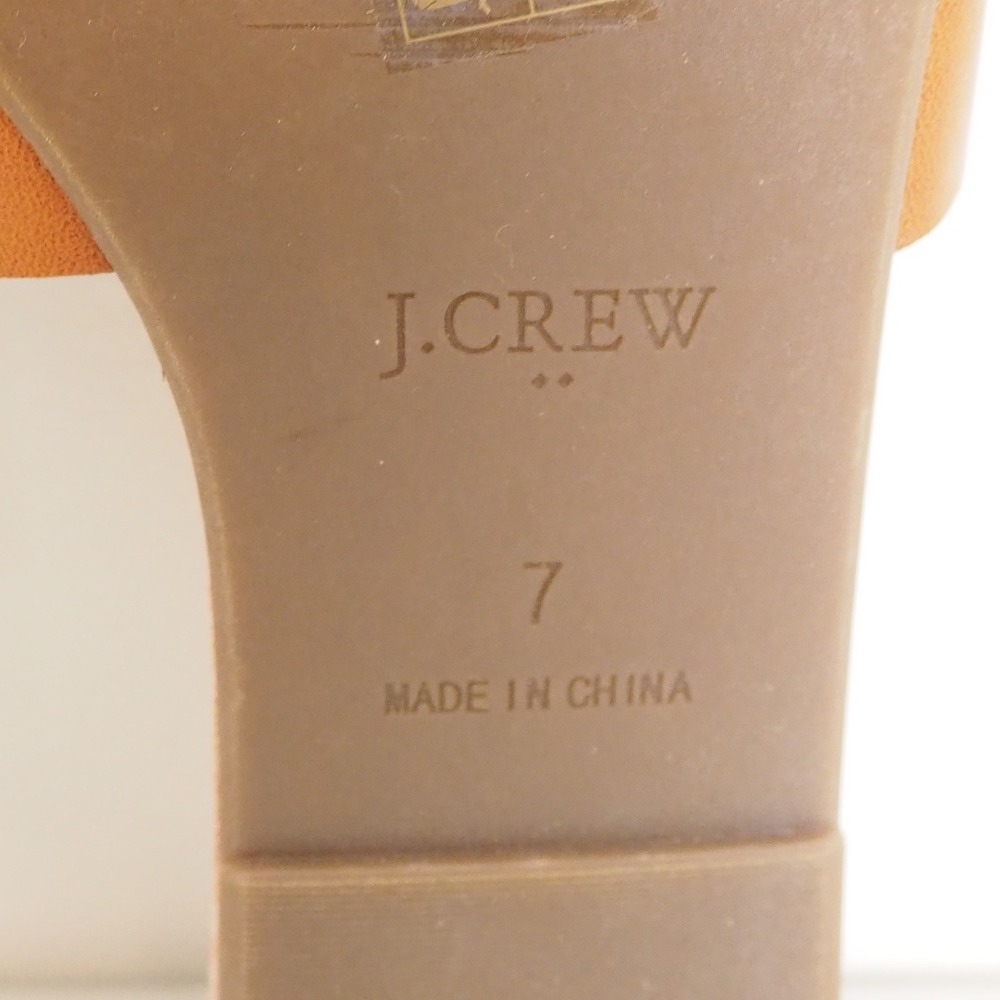 J.Crew Women's Size 7 Tan Brown Leather Slide Sandals Flat Slip On "H" Shape - Picture 10 of 11